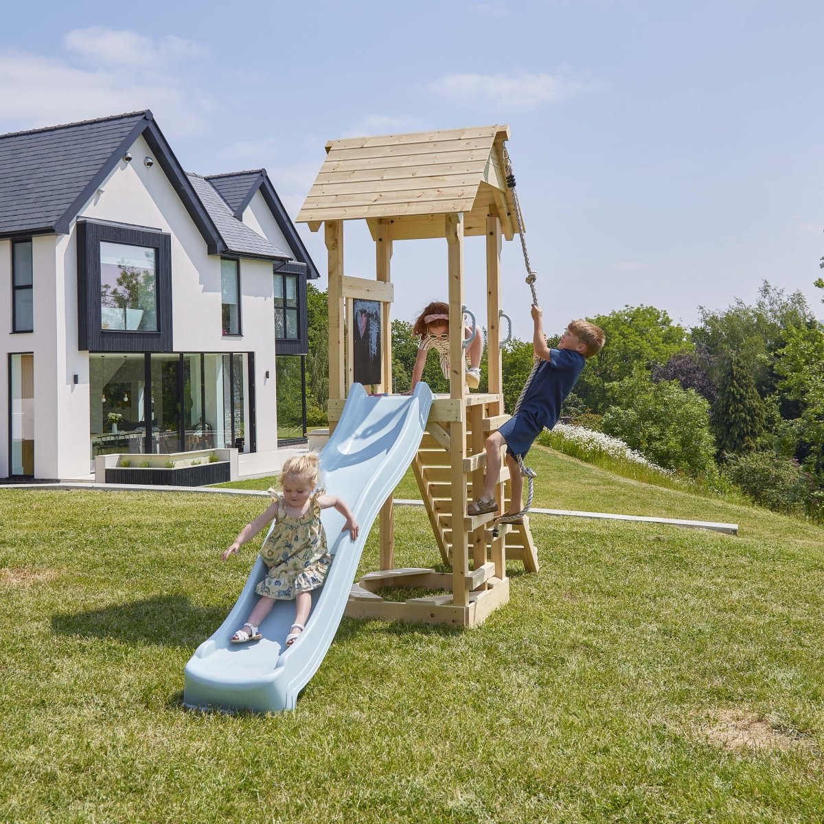 PolarPlay Tower Kids Wooden Climbing Frame - Yarin Mist
