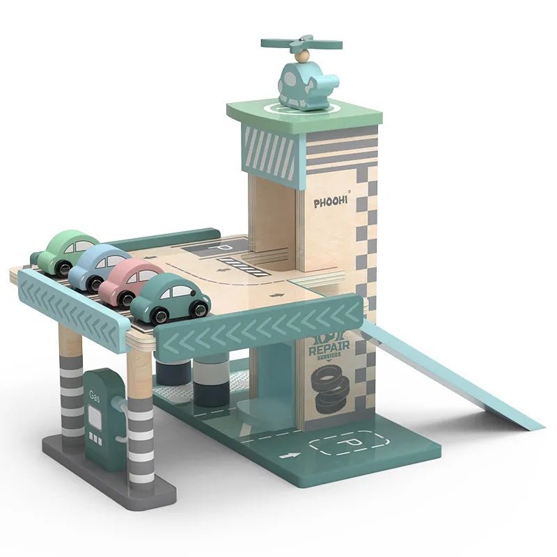 PolarPlay Wooden Interactive Garage with Cars