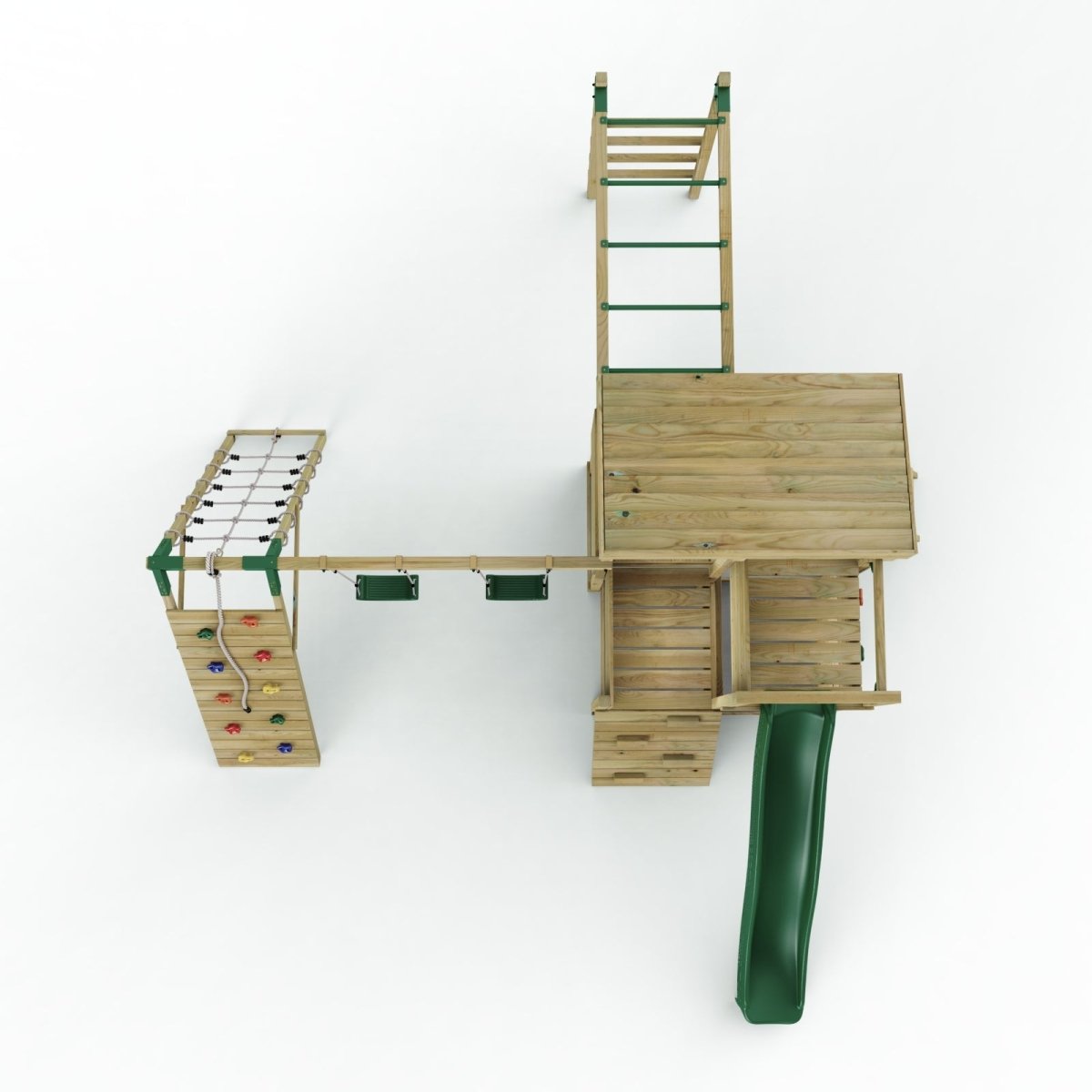 ClassicPlay Sentinel XL Lookout Tower with 3 Decks, Double Swing, Monkey Bars, Climbing Wall and Slide