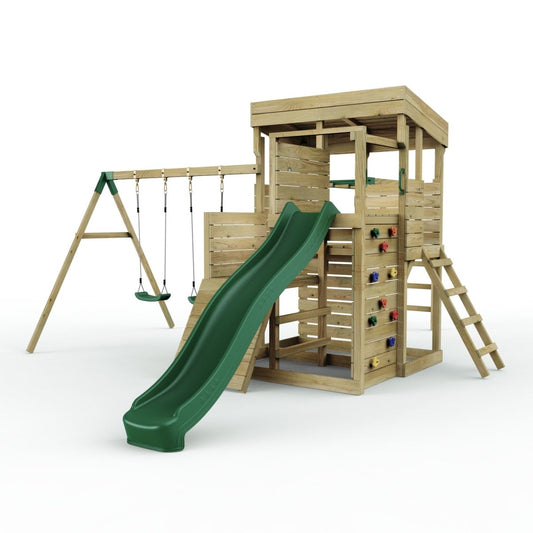 ClassicPlay Sentinel XL Lookout Tower with 3 Decks, Double Swing, Monkey Bars and Slide
