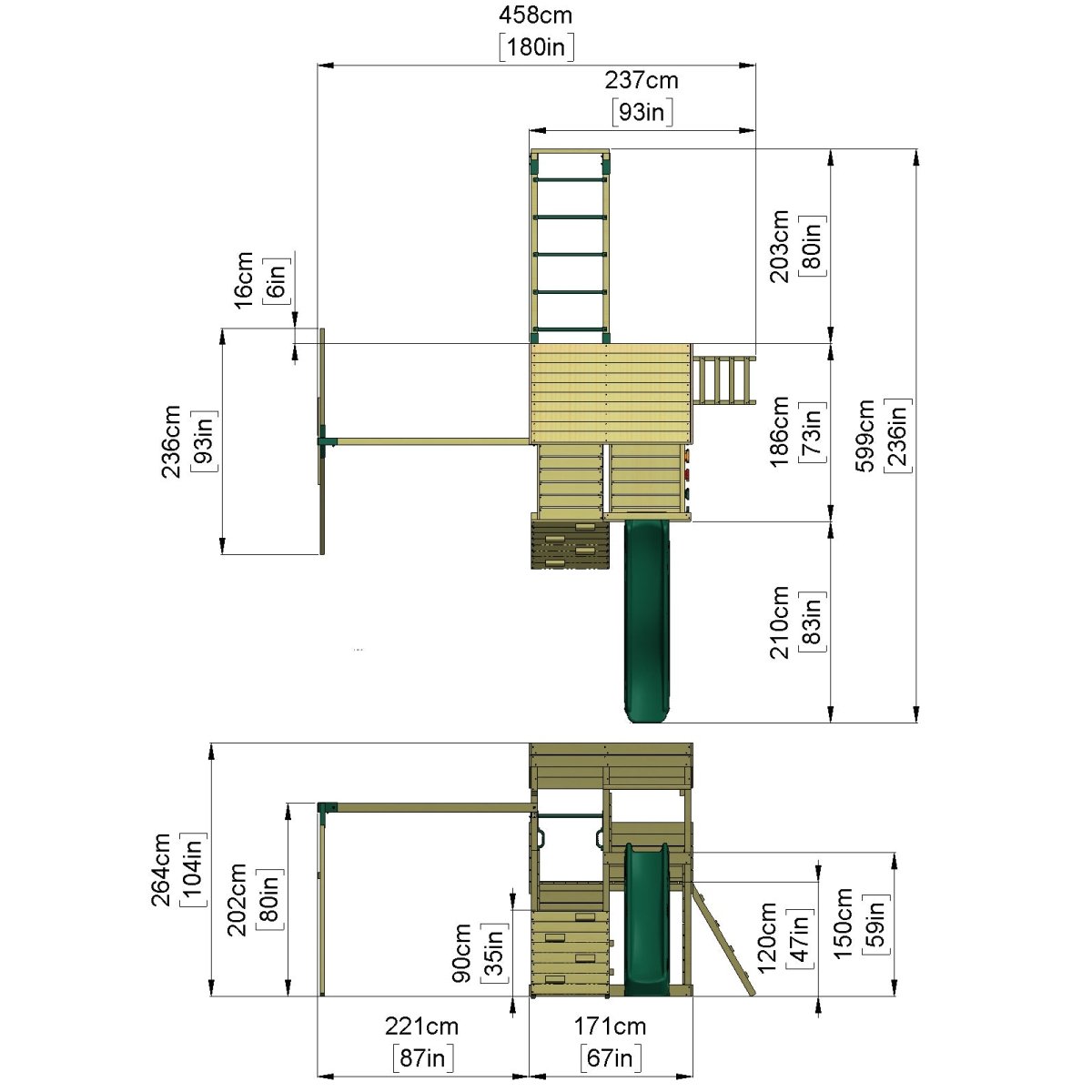 ClassicPlay Sentinel XL Lookout Tower with 3 Decks, Double Swing, Monkey Bars and Slide