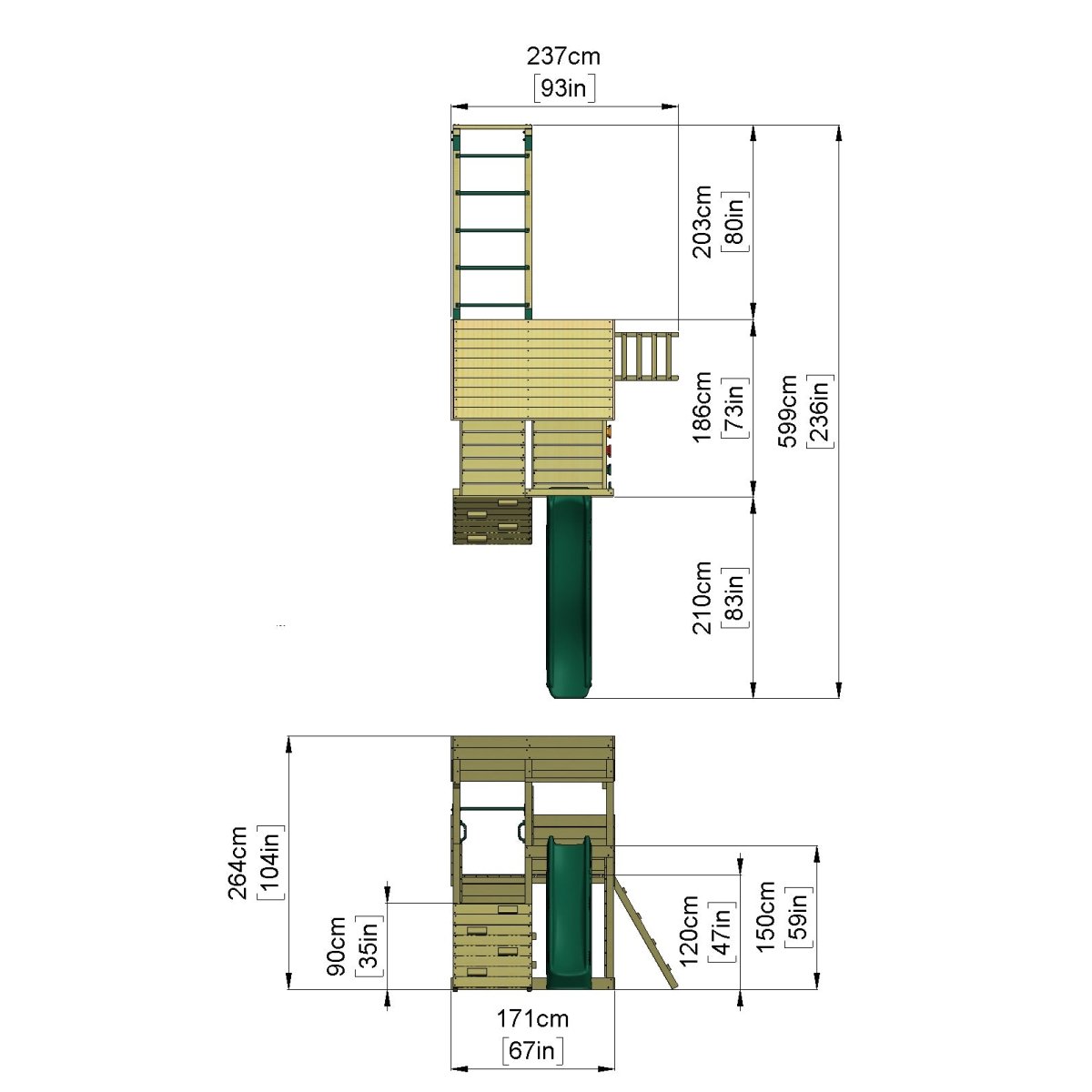 ClassicPlay Sentinel XL Lookout Tower with 3 Decks, Monkey Bars and Slide