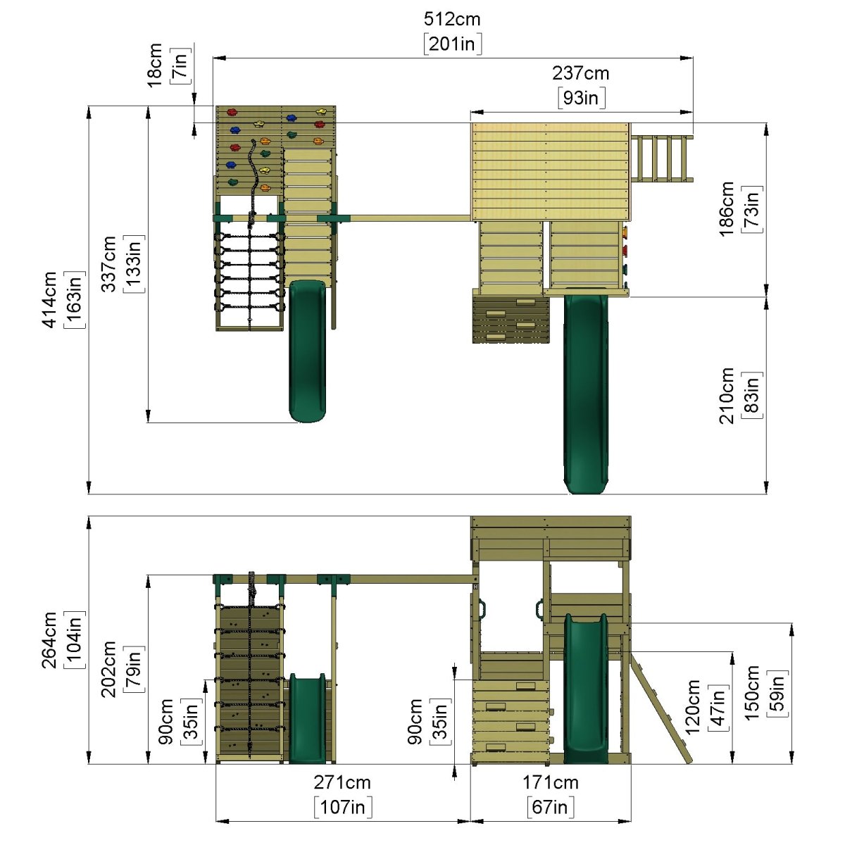 ClassicPlay Sentinel XL Lookout Tower with 3 Decks, Single Swing, Climbing Wall and Slides