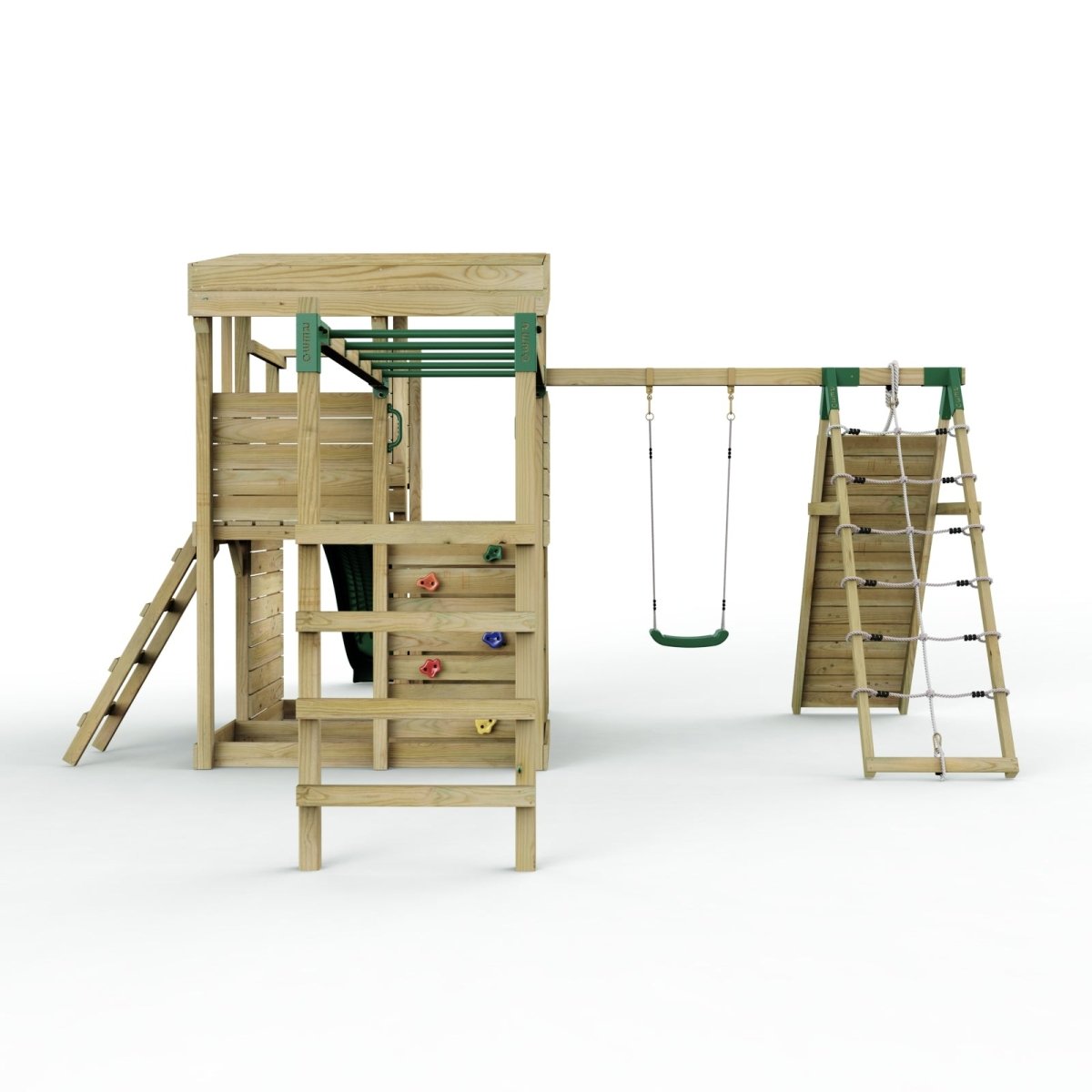 ClassicPlay Sentinel XL Lookout Tower with 3 Decks, Single Swing, Monkey Bars, Climbing Wall and Slide