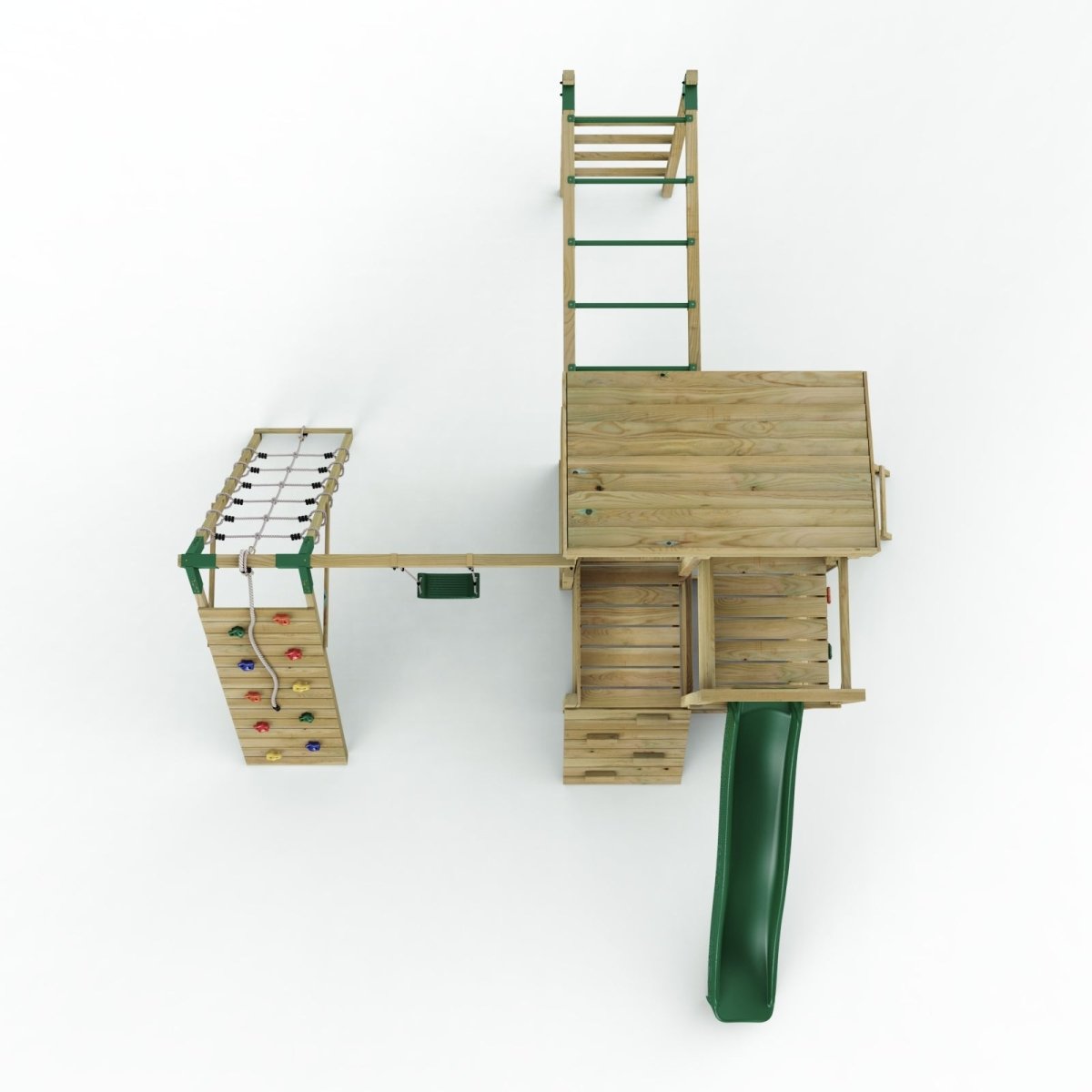 ClassicPlay Sentinel XL Lookout Tower with 3 Decks, Single Swing, Monkey Bars, Climbing Wall and Slide