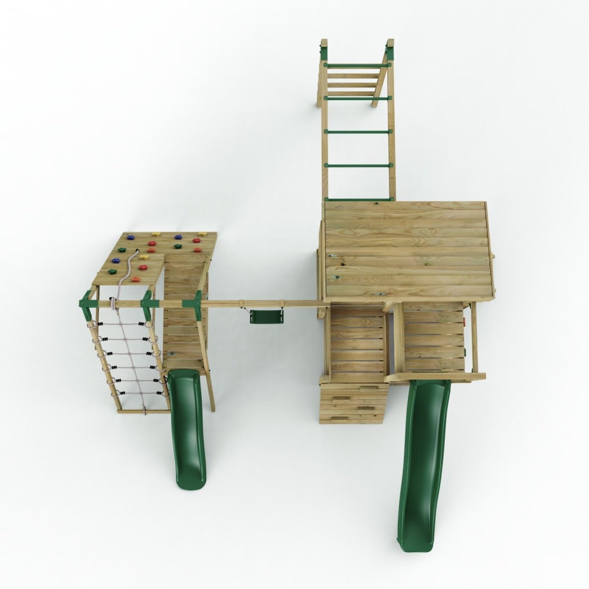 ClassicPlay Sentinel XL Lookout Tower with 3 Decks, Single Swing, Monkey Bars, Climbing Wall and Slides