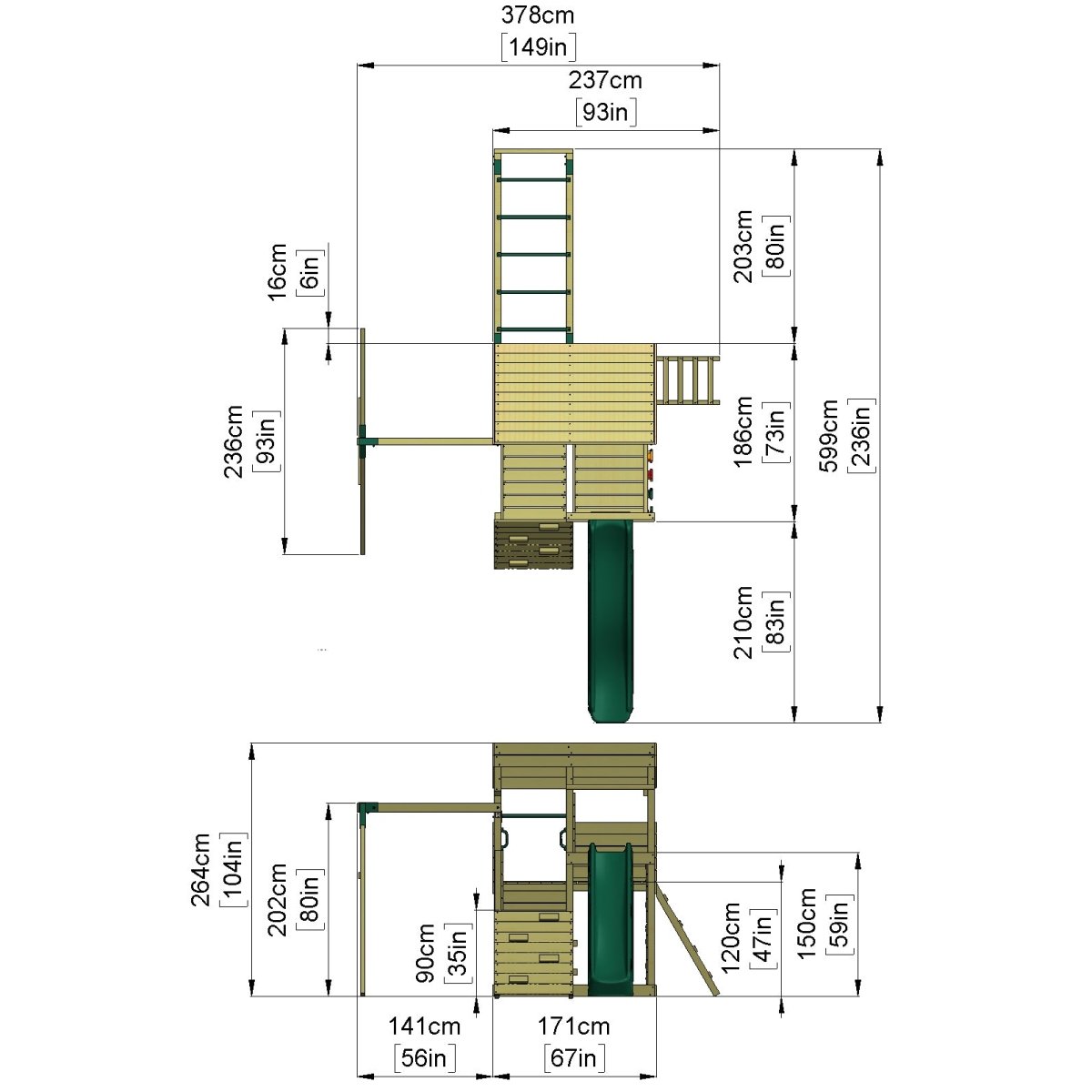 ClassicPlay Sentinel XL Lookout Tower with 3 Decks, Single Swing, Monkey Bars and Slide