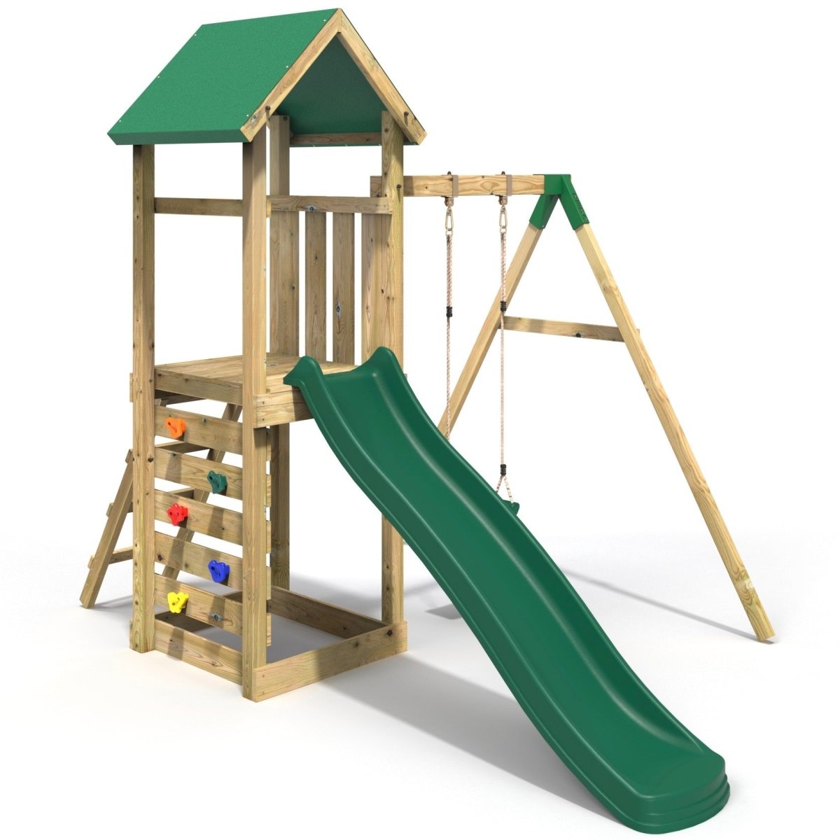 Rebo Adventure Wooden Climbing Frame, Swing Set and Slide - Rushmore