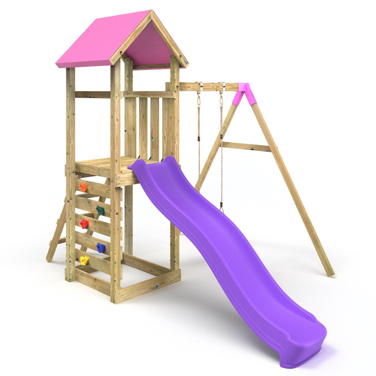Rebo Adventure Wooden Climbing Frame, Swing Set and Slide - Rushmore