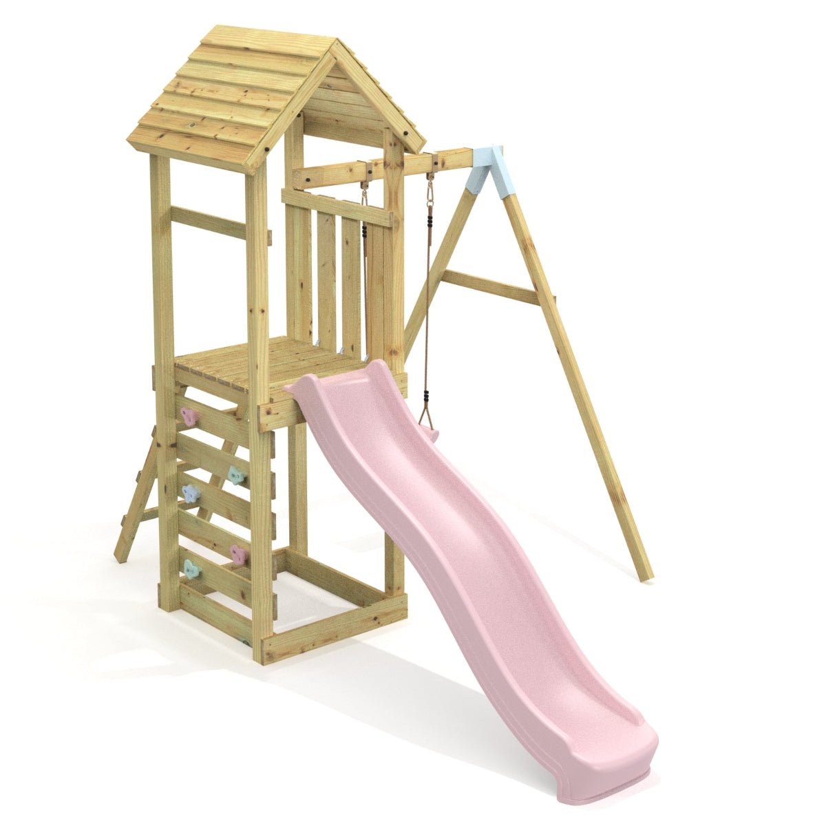 Rebo Adventure Wooden Climbing Frame, Swing Set and Slide - Rushmore