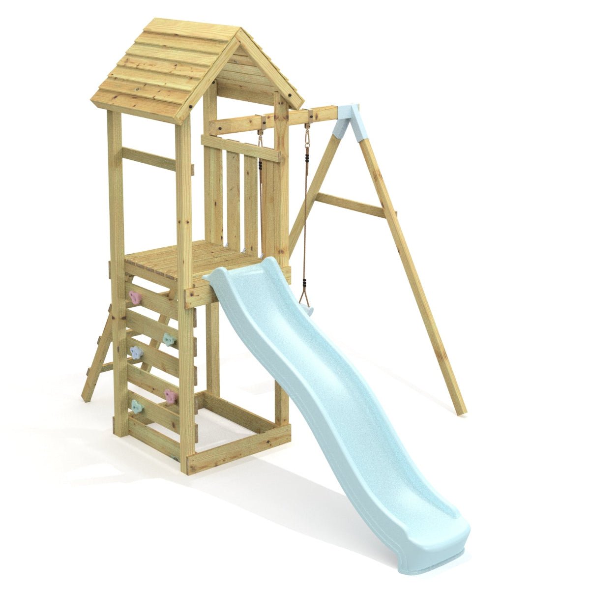 Rebo Adventure Wooden Climbing Frame, Swing Set and Slide - Rushmore