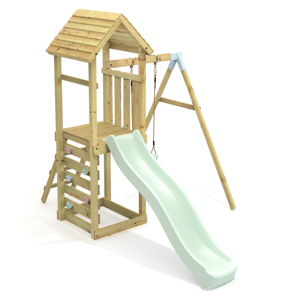 Rebo Adventure Wooden Climbing Frame, Swing Set and Slide - Rushmore