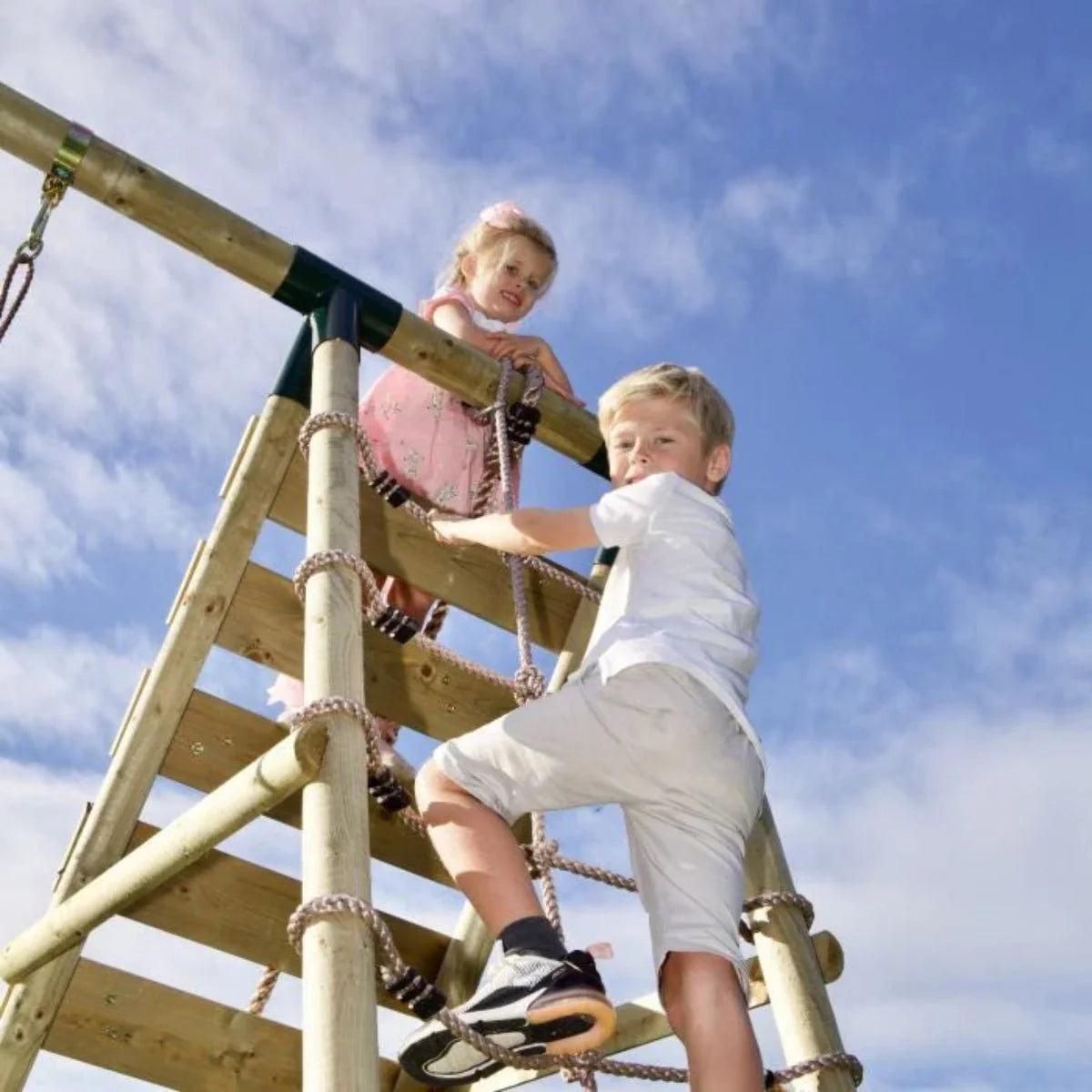 Rebo Triple Swing Set with Climbing Wall - Skye Purple