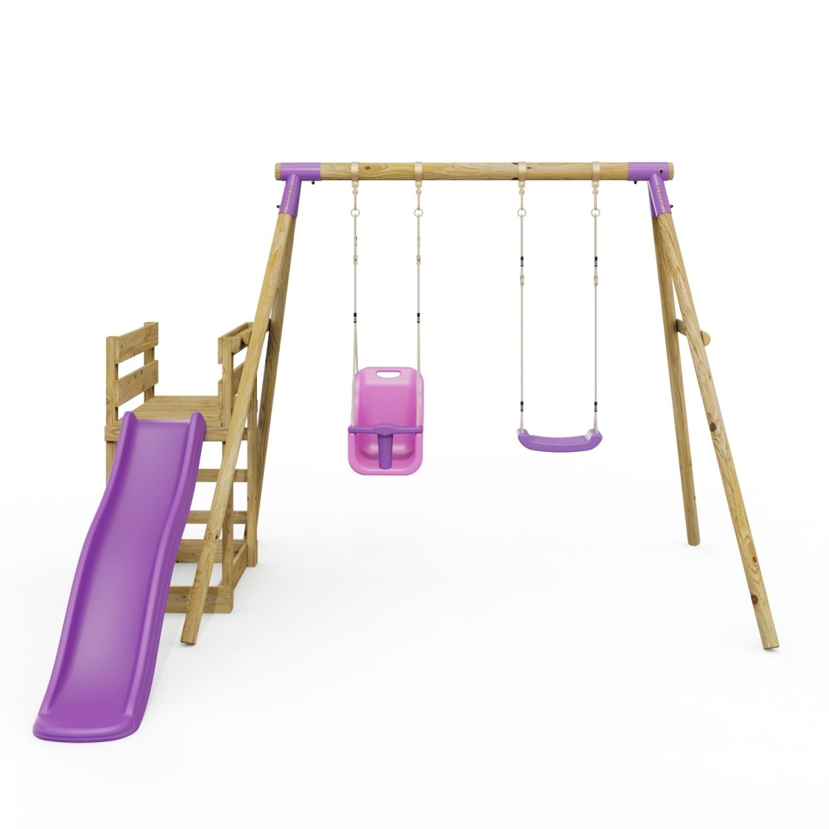 Rebo Double Swing Set with Slide - Luna Purple