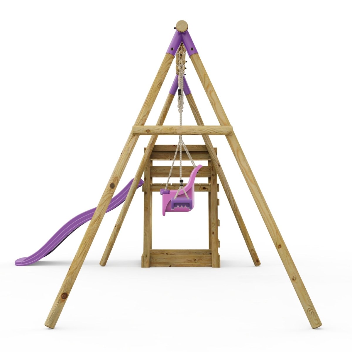 Rebo Double Swing Set with Slide - Luna Purple