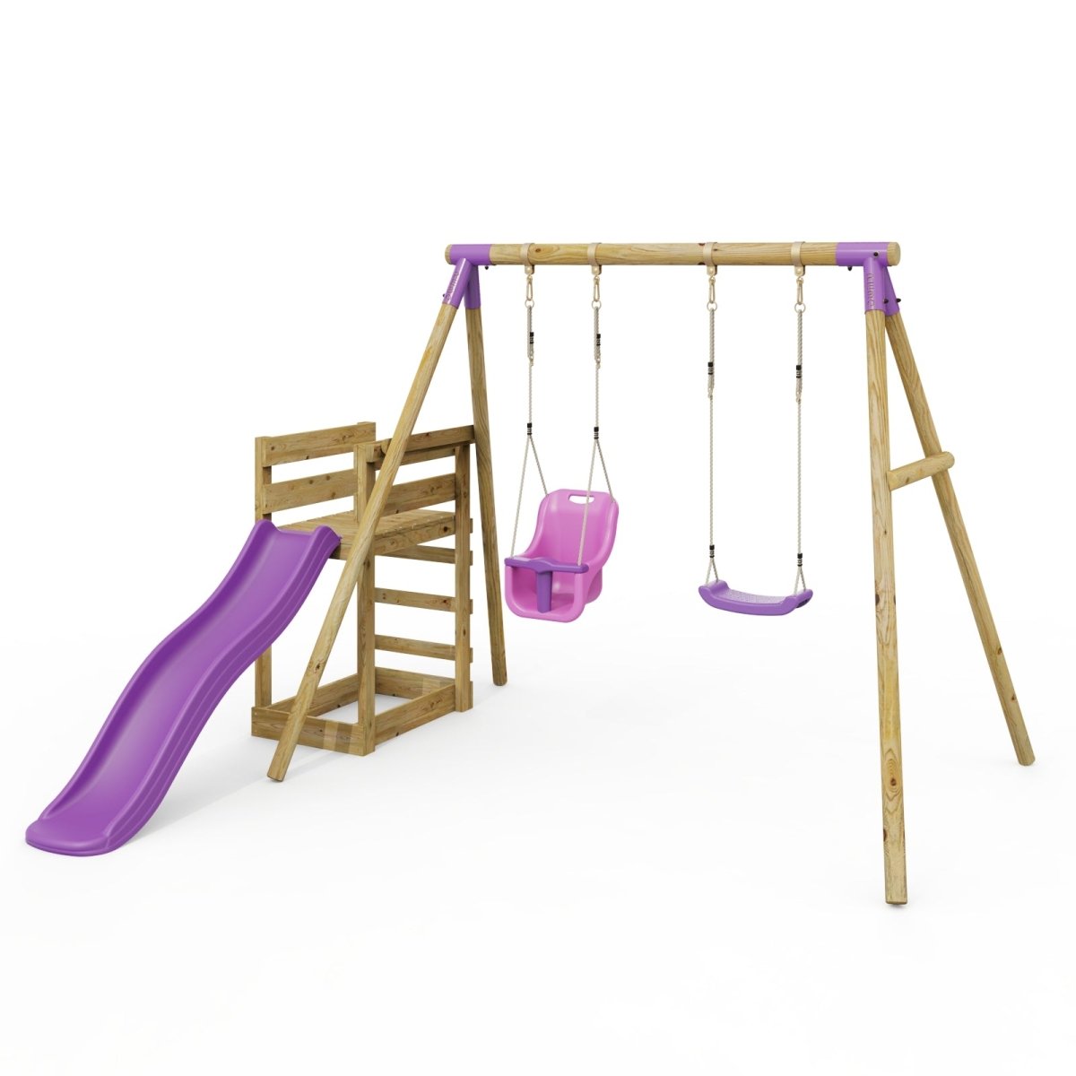 Rebo Double Swing Set with Slide - Luna Purple