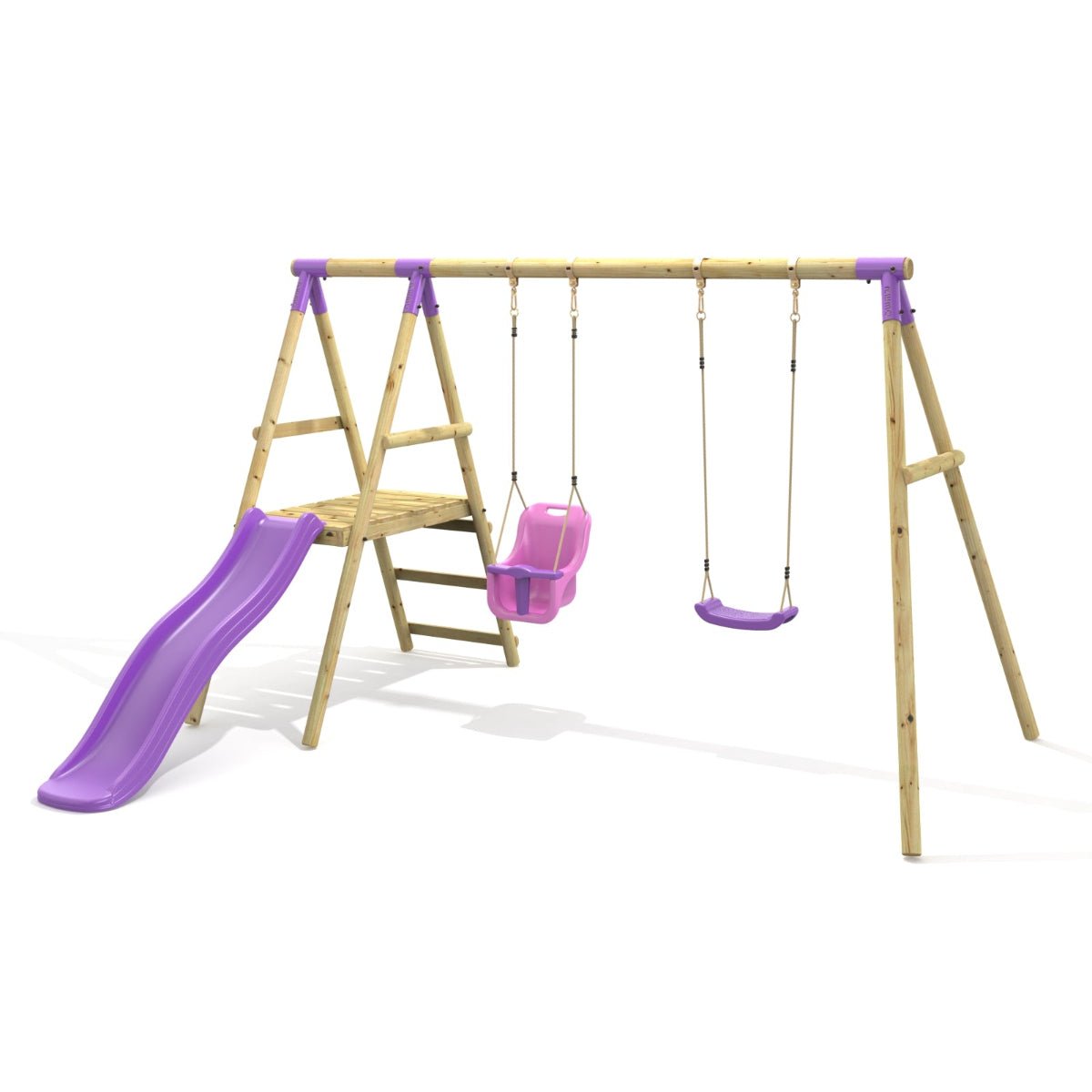 Rebo Double Swing Set with Slide - Odyssey Purple