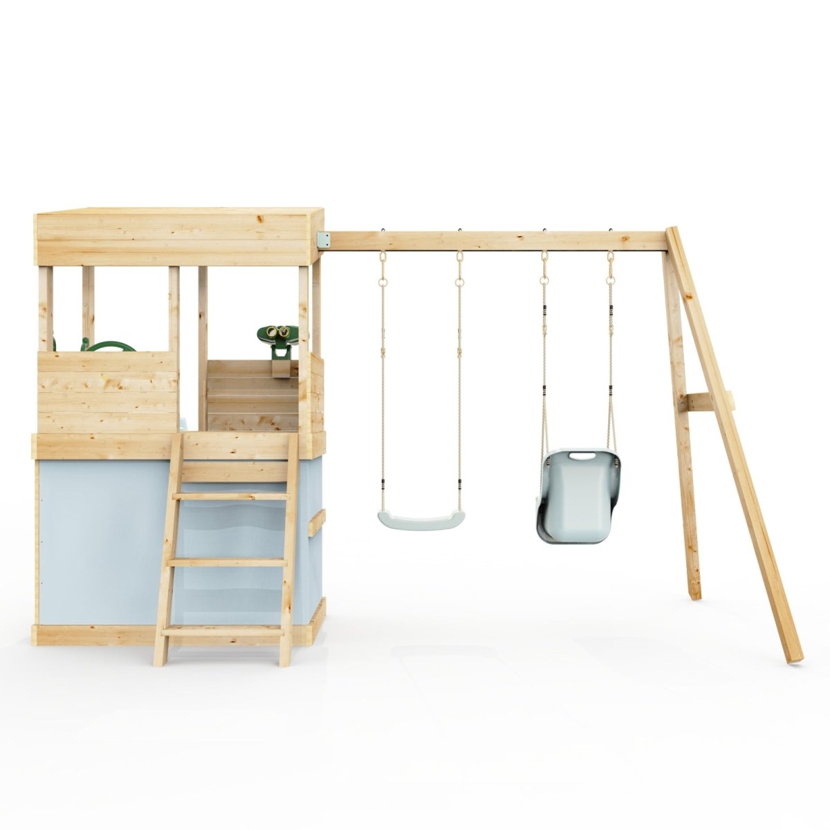 Rebo Lookout Tower with Double Swing, Wave Slide, Adventure and Den Packs