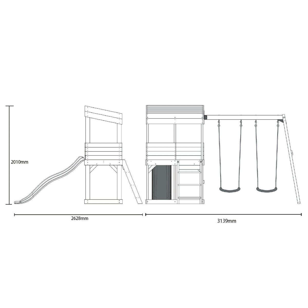 Rebo Lookout Tower with Double Swing, Wave Slide and Adventure Pack