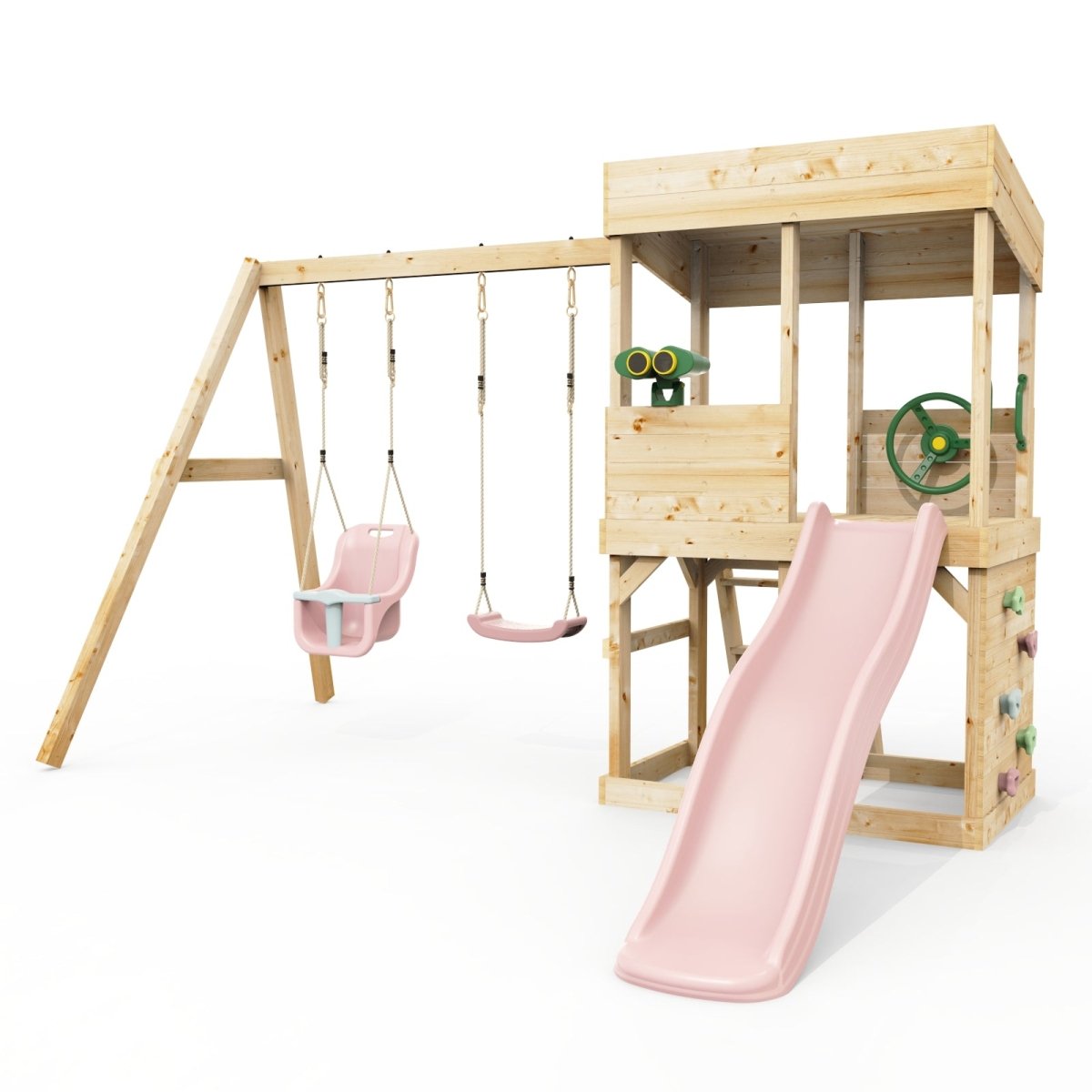 Rebo Lookout Tower with Double Swing, Wave Slide and Adventure Pack
