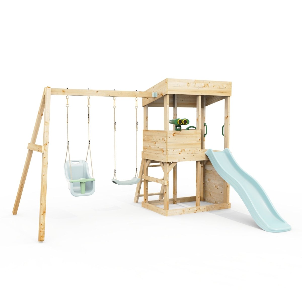 Rebo Lookout Tower with Double Swing, Wave Slide and Adventure Pack