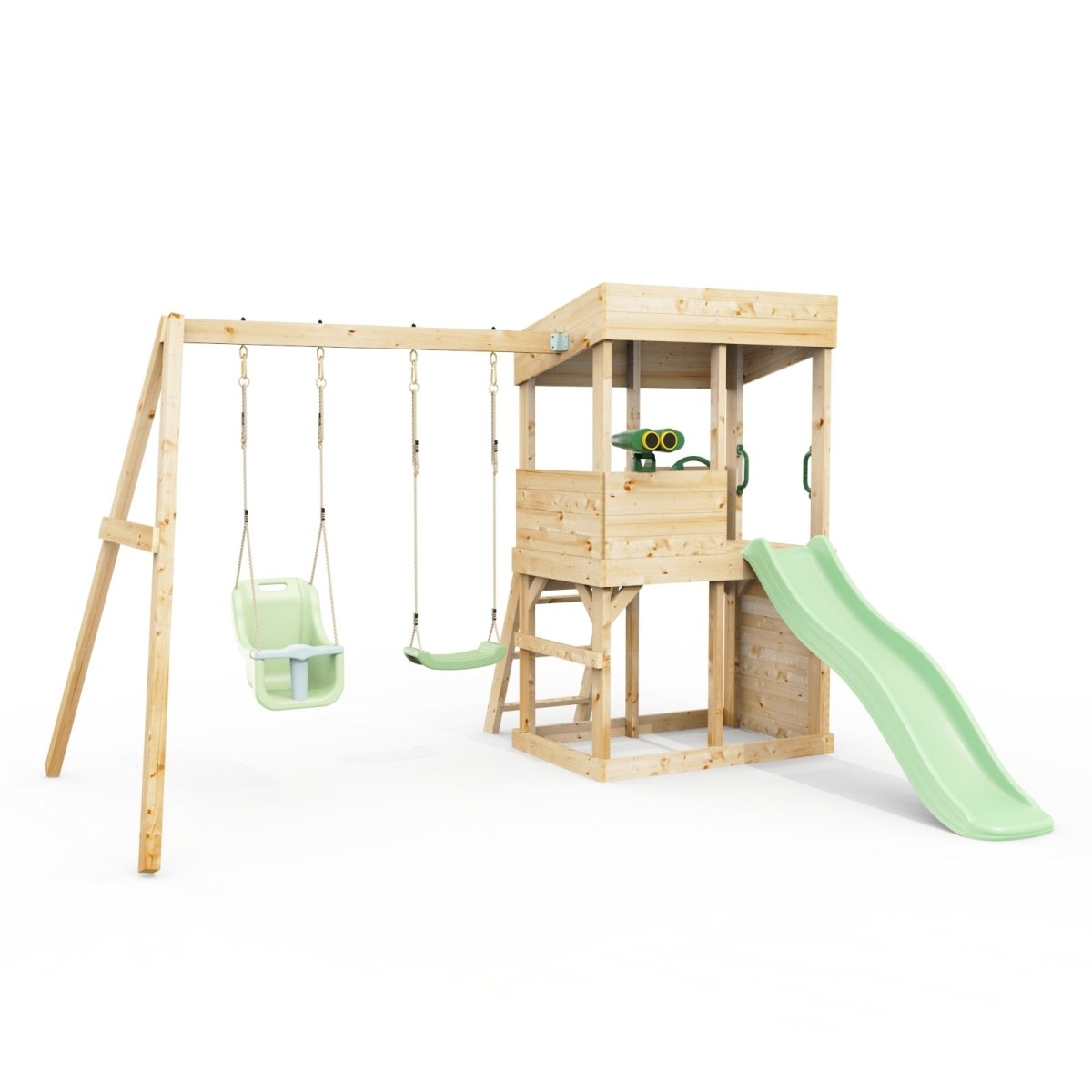 Rebo Lookout Tower with Double Swing, Wave Slide and Adventure Pack