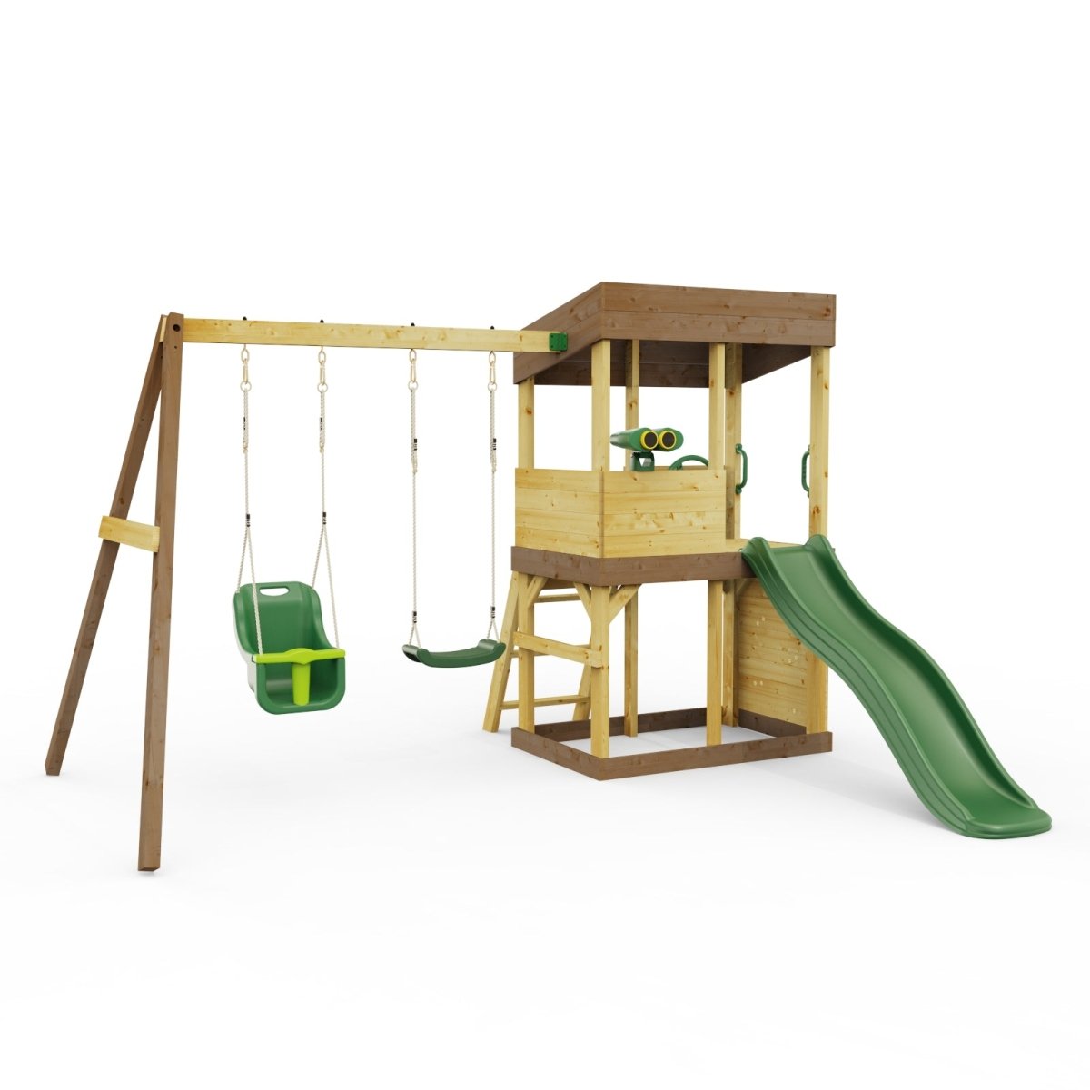 Rebo Lookout Tower with Double Swing, Wave Slide and Adventure Pack