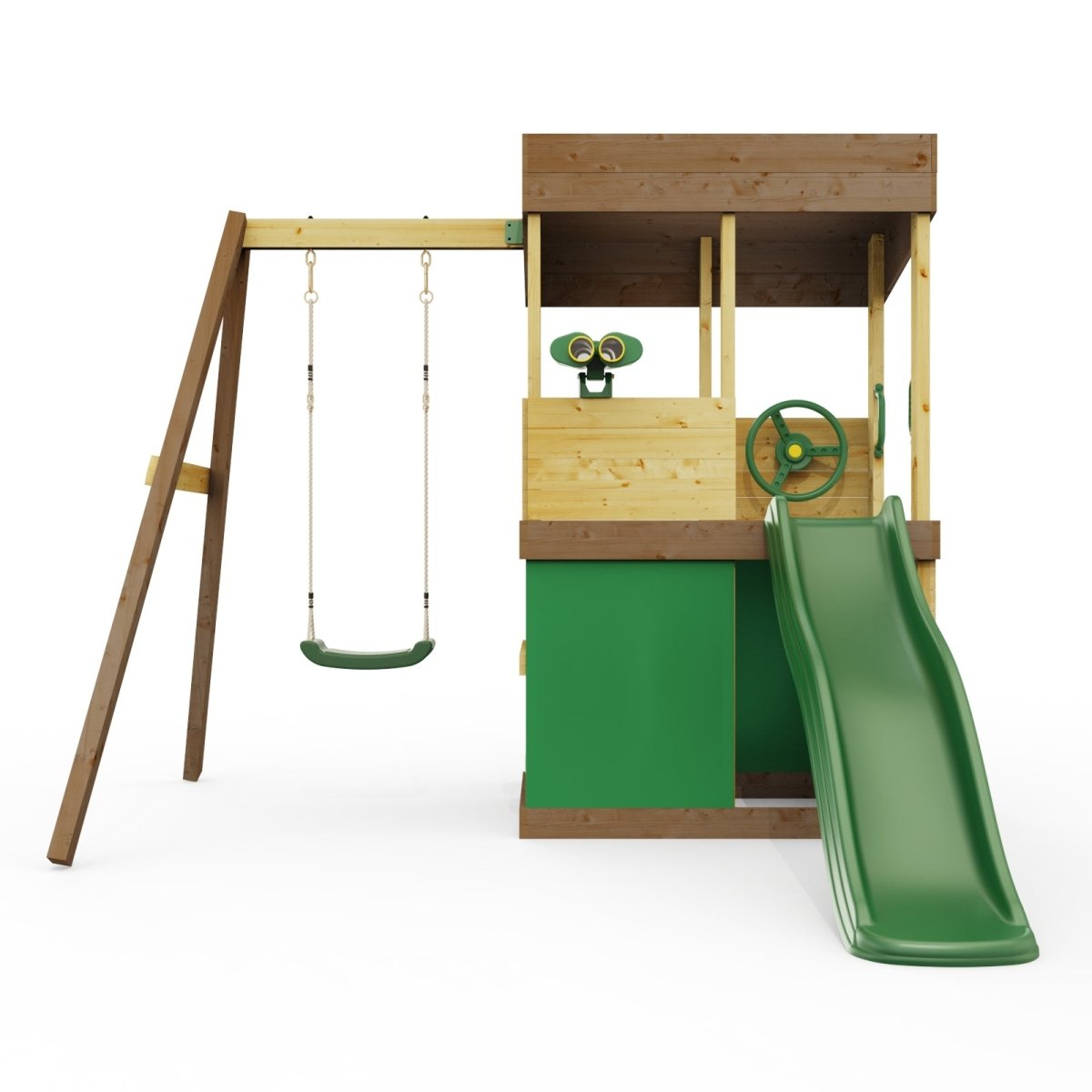 Rebo Lookout Tower with Single Swing, Wave Slide, Adventure and Den Packs