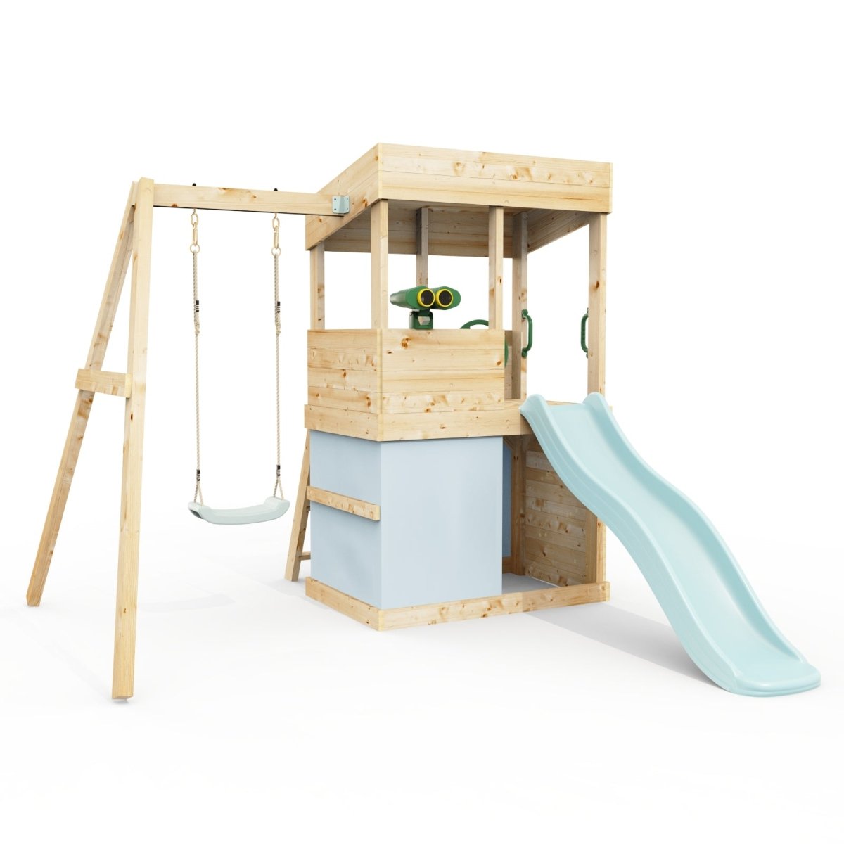 Rebo Lookout Tower with Single Swing, Wave Slide, Adventure and Den Packs