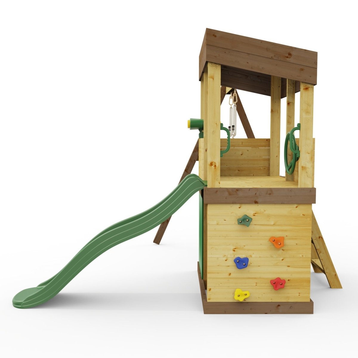 Rebo Lookout Tower with Single Swing, Wave Slide, Adventure and Den Packs
