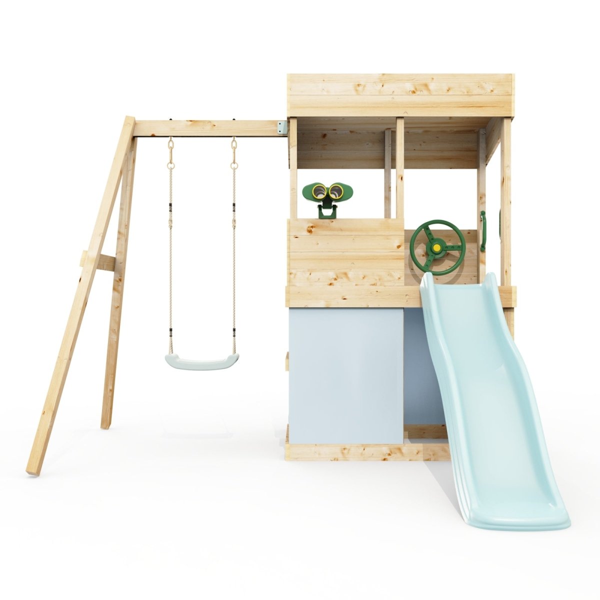 Rebo Lookout Tower with Single Swing, Wave Slide, Adventure and Den Packs