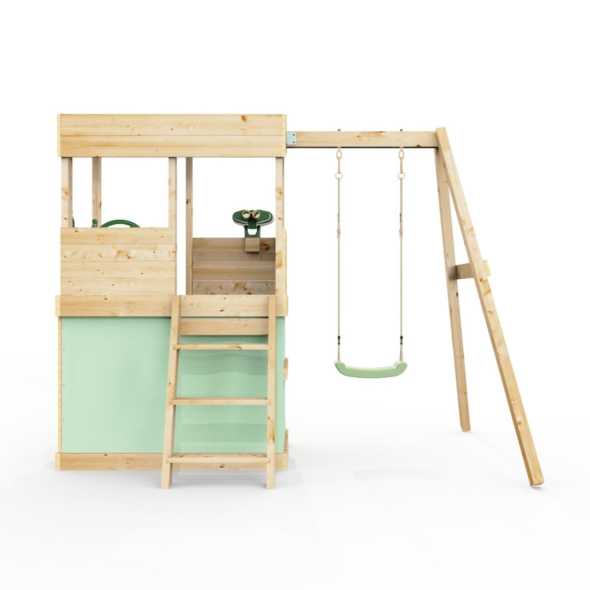Rebo Lookout Tower with Single Swing, Wave Slide, Adventure and Den Packs