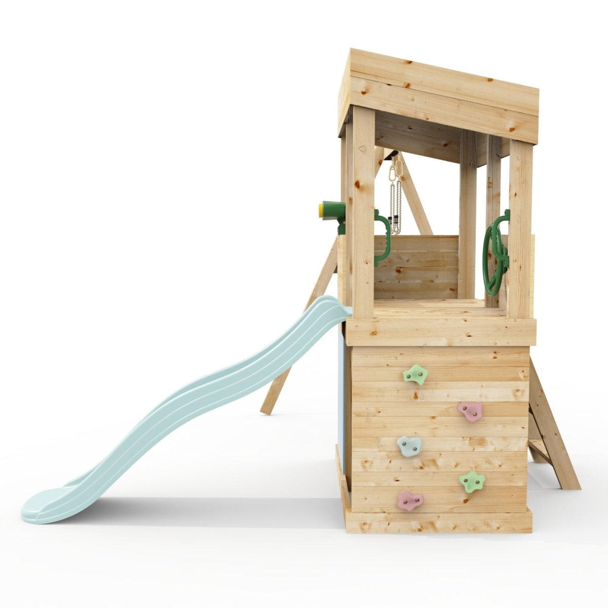 Rebo Lookout Tower with Single Swing, Wave Slide, Adventure and Den Packs