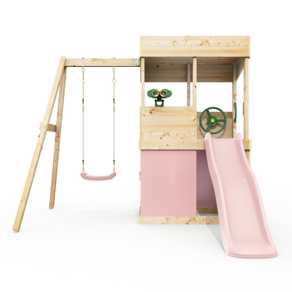 Rebo Lookout Tower with Single Swing, Wave Slide, Adventure and Den Packs