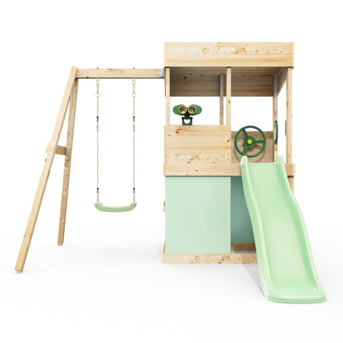 Rebo Lookout Tower with Single Swing, Wave Slide, Adventure and Den Packs