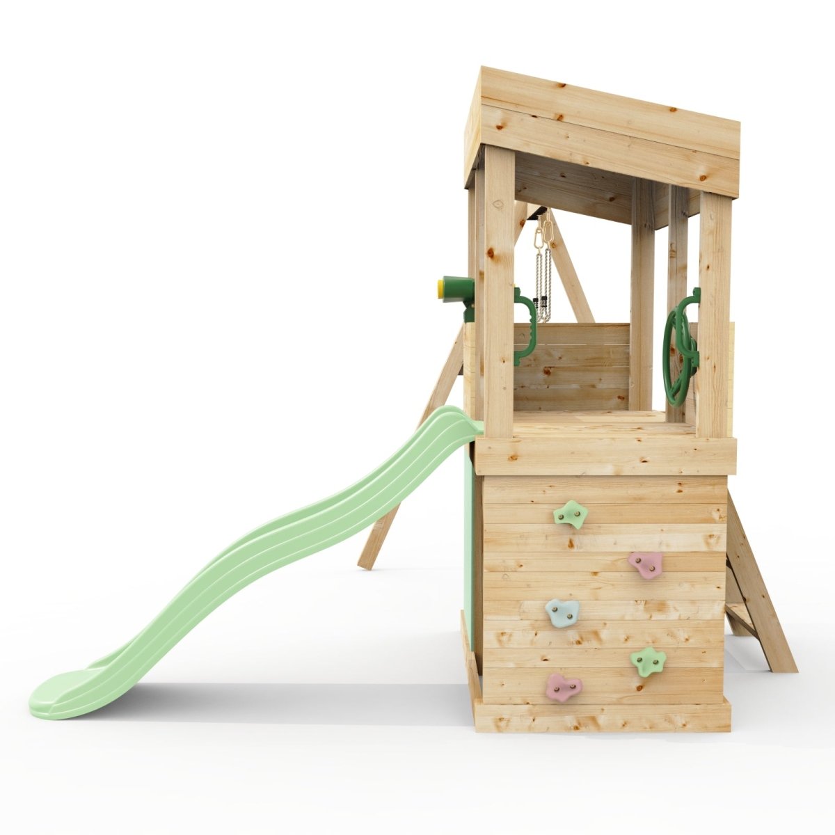 Rebo Lookout Tower with Single Swing, Wave Slide, Adventure and Den Packs