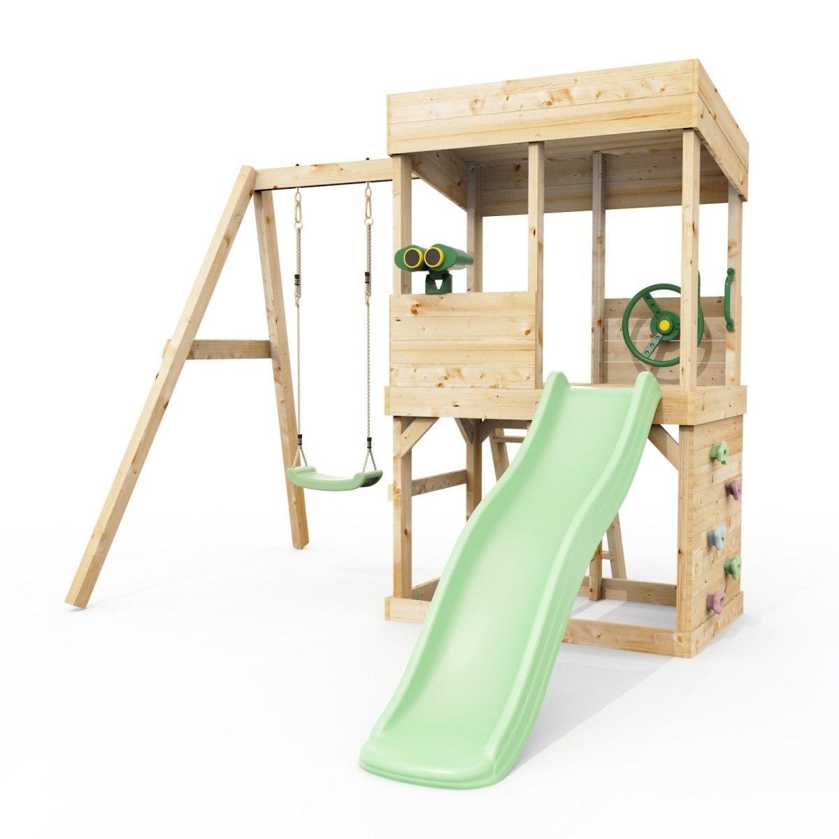 Rebo Lookout Tower with Single Swing, Wave Slide and Adventure Pack