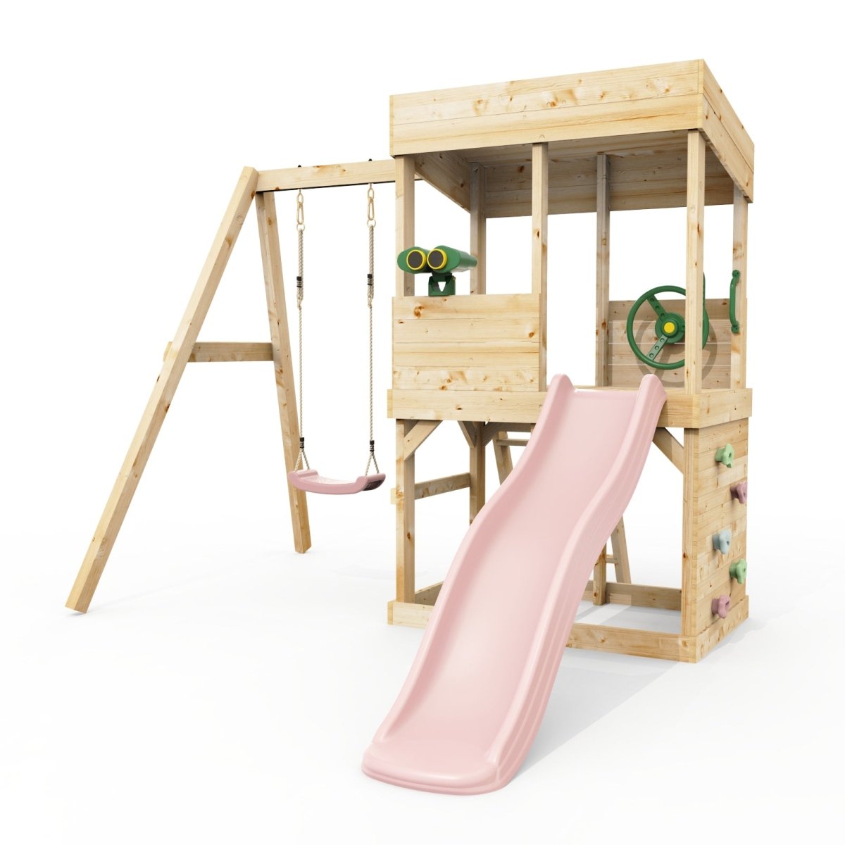 Rebo Lookout Tower with Single Swing, Wave Slide and Adventure Pack