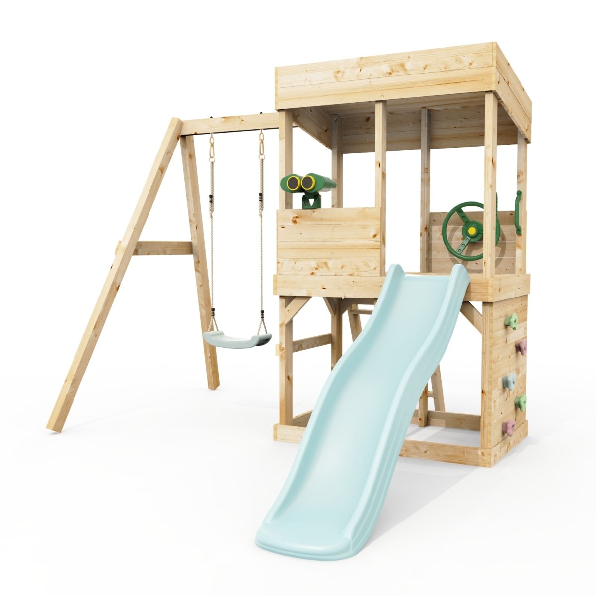 Rebo Lookout Tower with Single Swing, Wave Slide and Adventure Pack