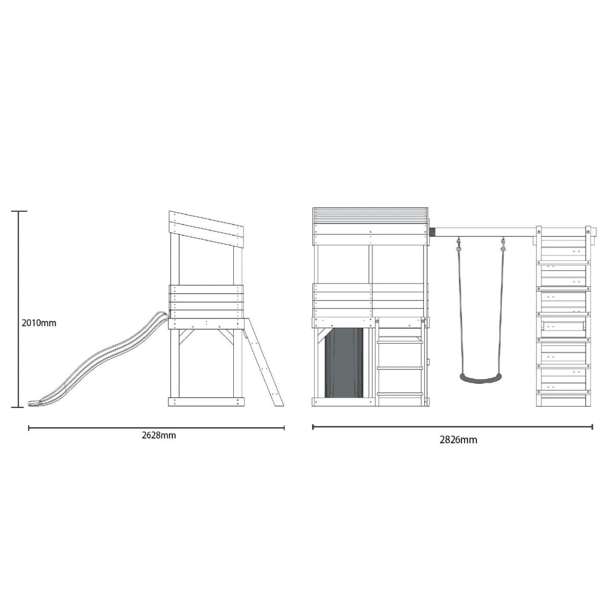 Rebo Lookout Tower with Single Swing, Wave Slide, Climbing Wall and Adventure Pack