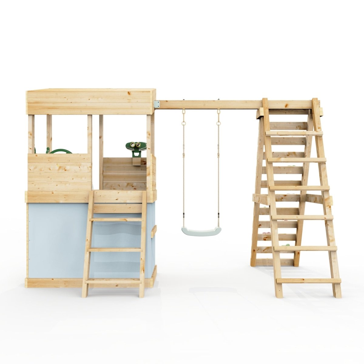 Rebo Lookout Tower with Single Swing, Wave Slide, Climbing Wall, Adventure and Den Packs