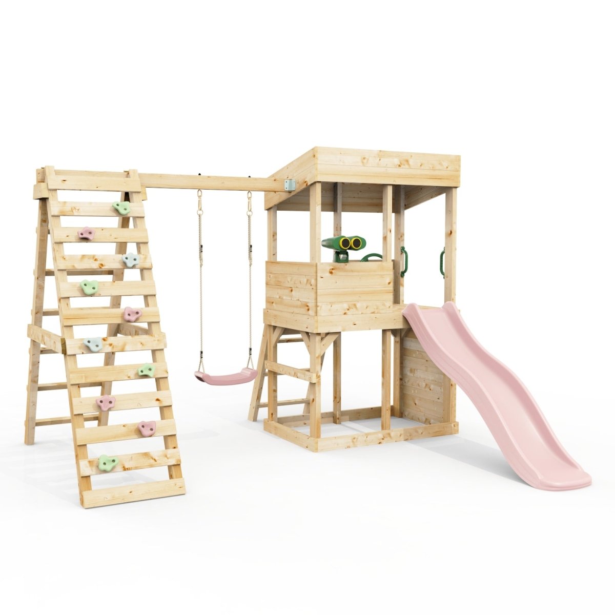 Rebo Lookout Tower with Single Swing, Wave Slide, Climbing Wall and Adventure Pack
