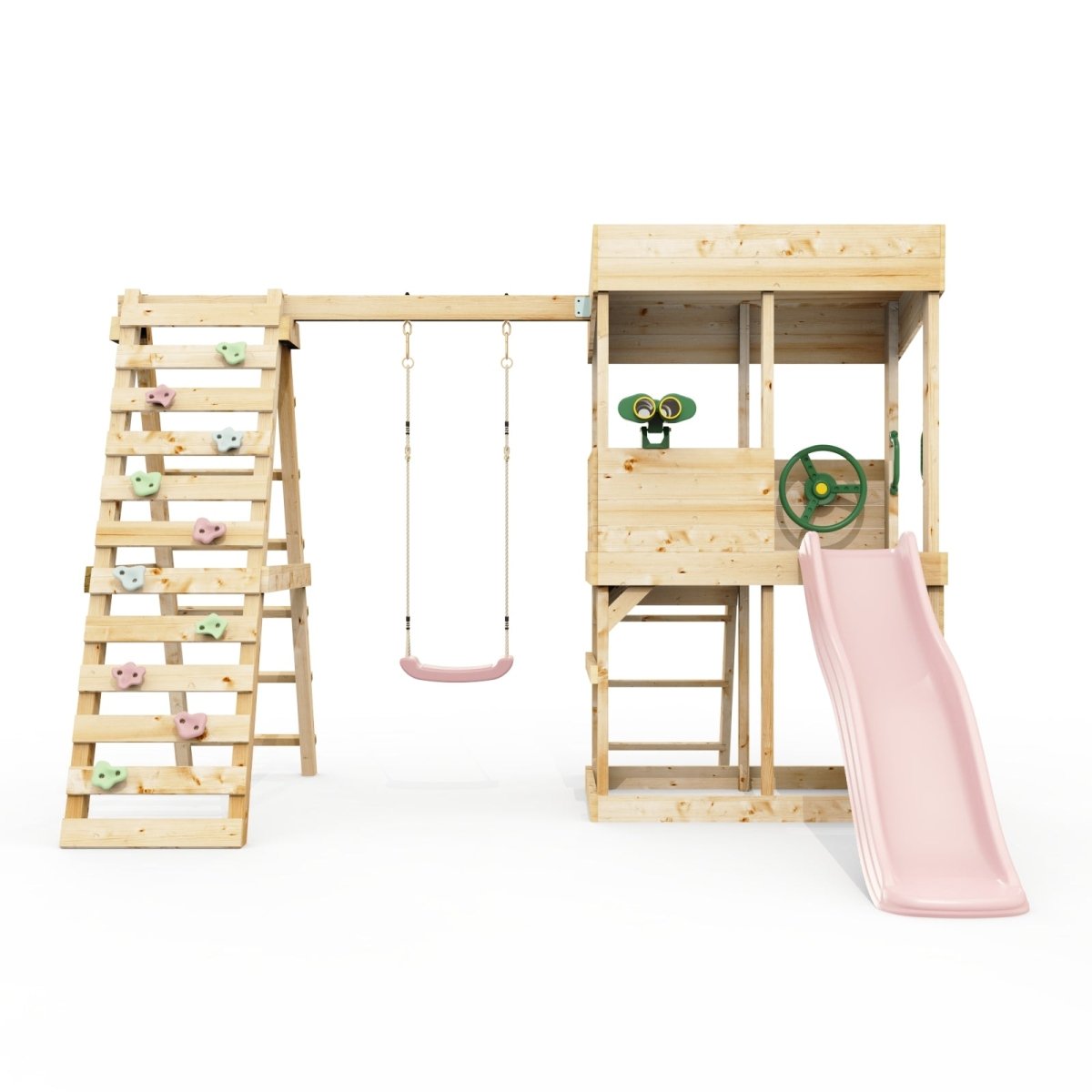 Rebo Lookout Tower with Single Swing, Wave Slide, Climbing Wall and Adventure Pack