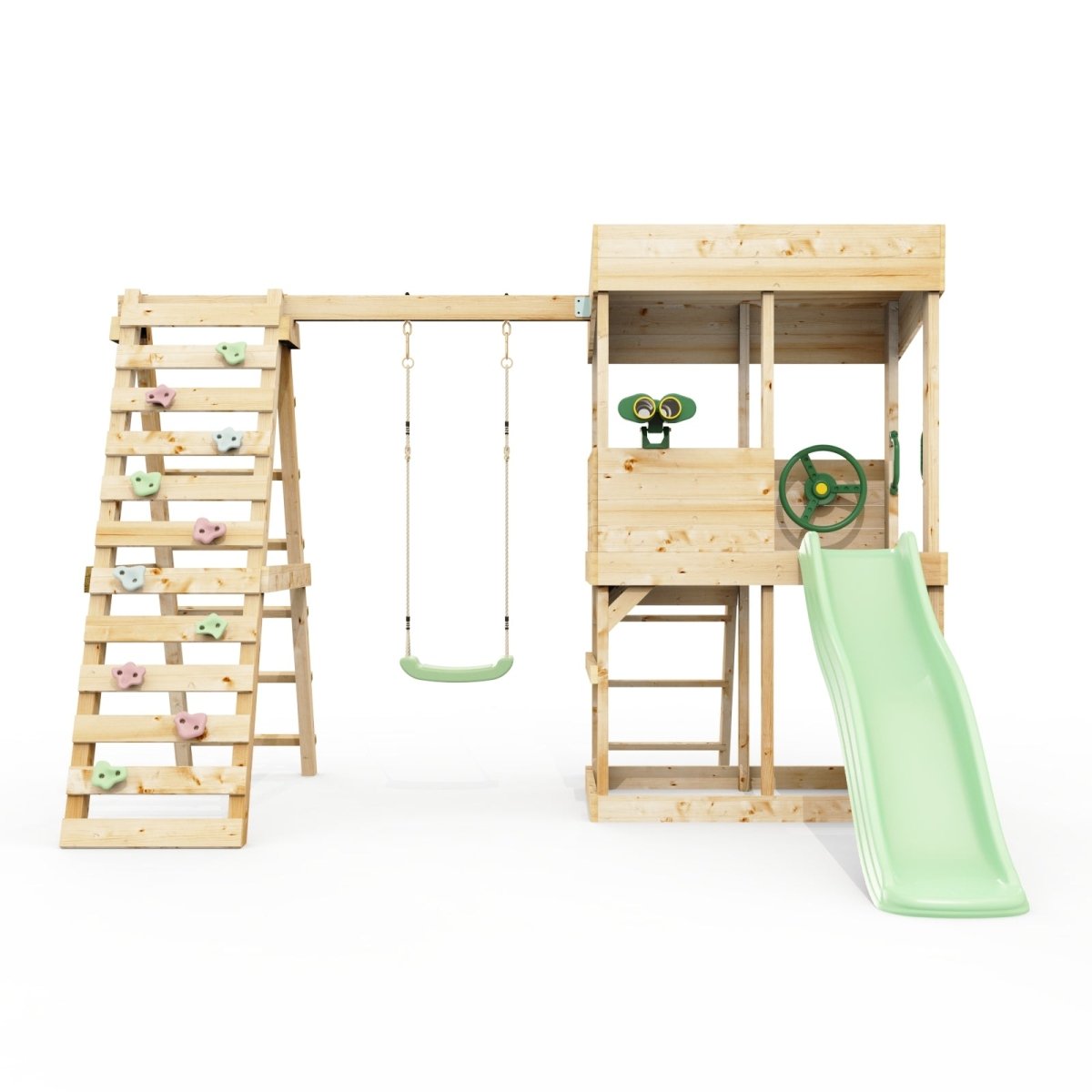 Rebo Lookout Tower with Single Swing, Wave Slide, Climbing Wall and Adventure Pack