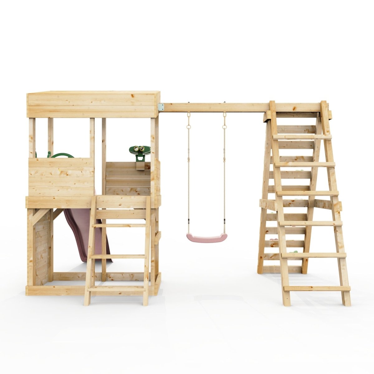 Rebo Lookout Tower with Single Swing, Wave Slide, Climbing Wall and Adventure Pack