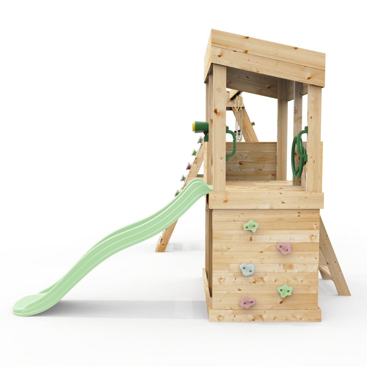 Rebo Lookout Tower with Single Swing, Wave Slide, Climbing Wall and Adventure Pack