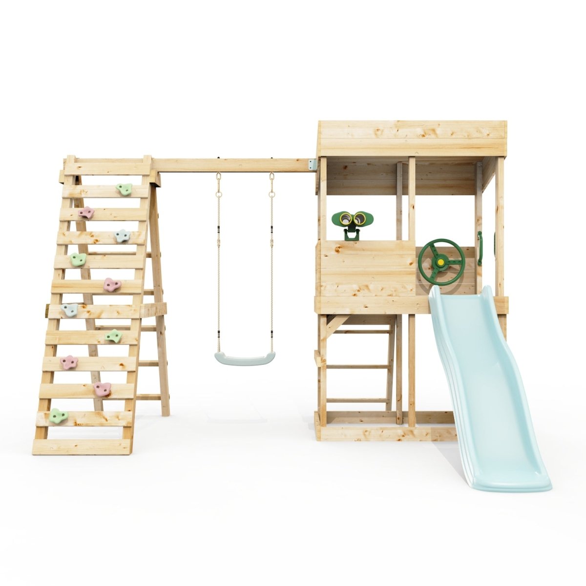 Rebo Lookout Tower with Single Swing, Wave Slide, Climbing Wall and Adventure Pack