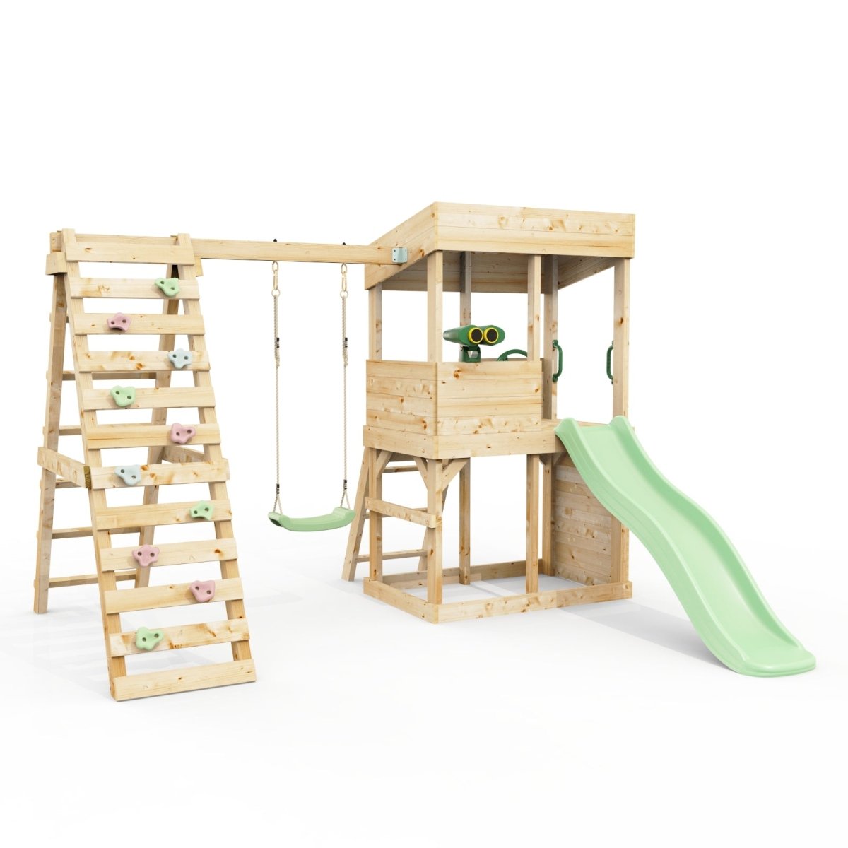 Rebo Lookout Tower with Single Swing, Wave Slide, Climbing Wall and Adventure Pack