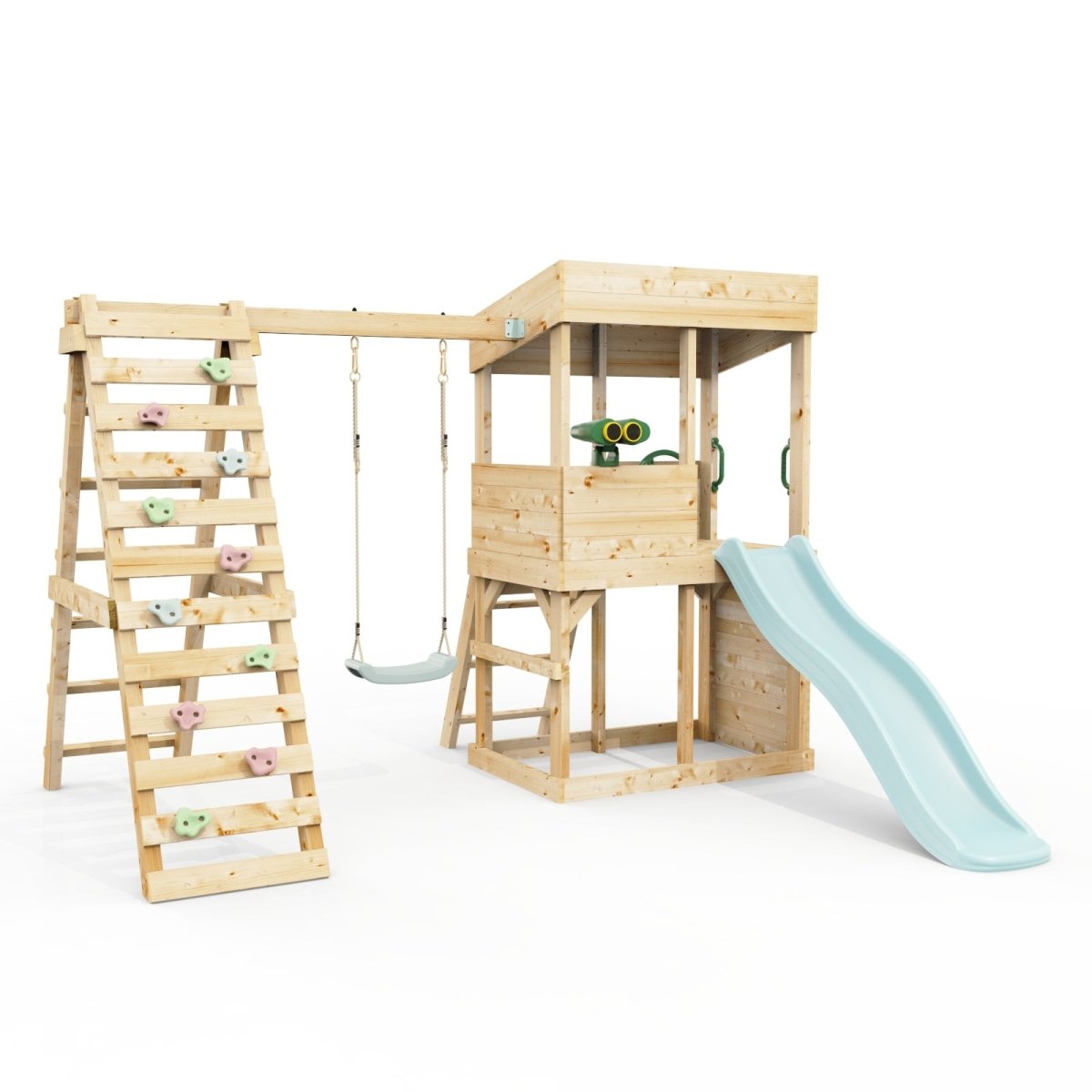 Rebo Lookout Tower with Single Swing, Wave Slide, Climbing Wall and Adventure Pack