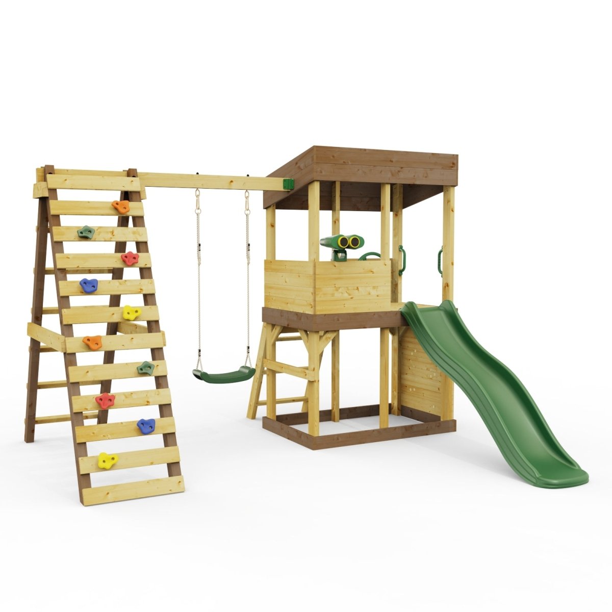 Rebo Lookout Tower with Single Swing, Wave Slide, Climbing Wall and Adventure Pack